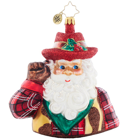 Christopher Radko Western Holiday Salute Santa Ornament