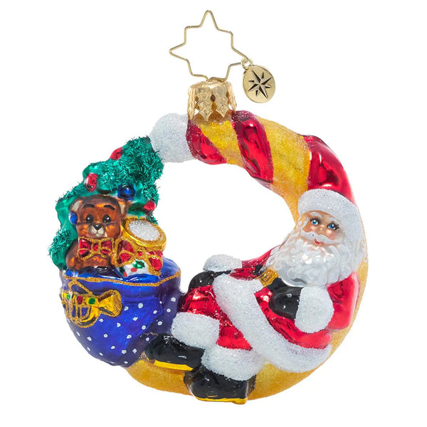 Christopher Radko Over The Moon For Christmas Santa Gem Ornament