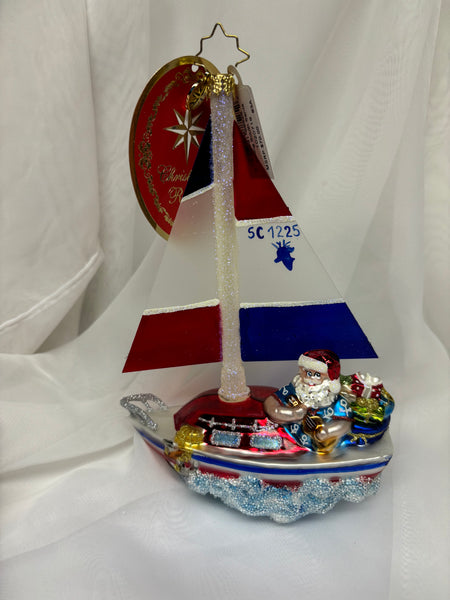 Christopher Radko Sailing South Santa Sail Boat Ornament