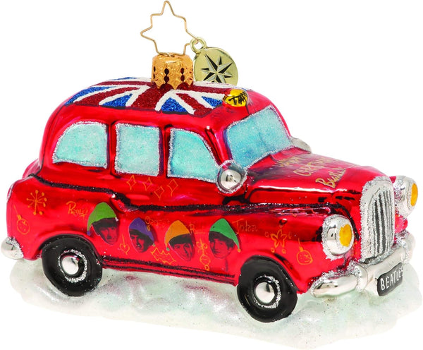 Christopher Radko Beatles Happy Christmas Hackney Red Cab Ornament