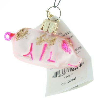 Christopher Radko CURLY Pink Pig Little Gem ornament