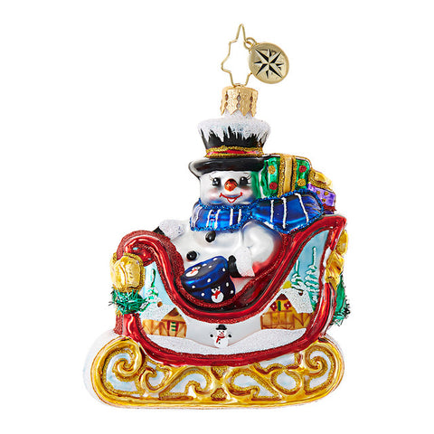 Christopher Radko Snowy Gift Sleigh Ride Little Gem Ornament