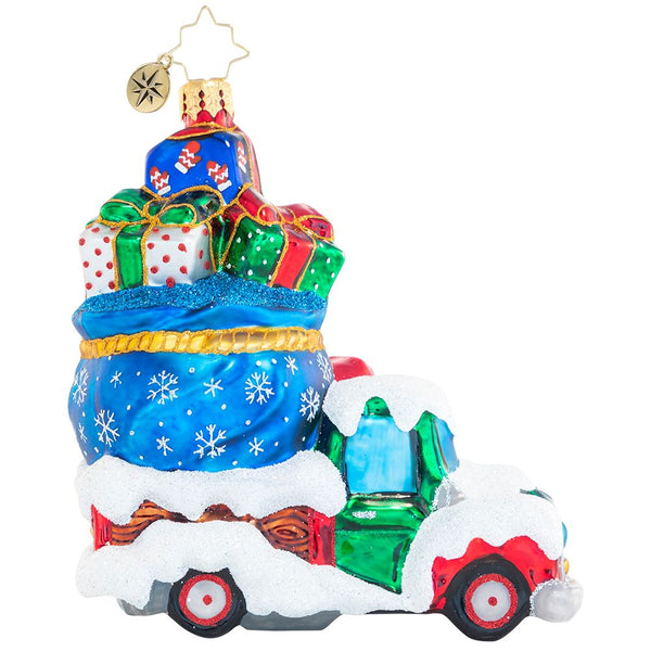 Christopher Radko Fantastically Freezing Gift Delivery Santa Truck Ornament