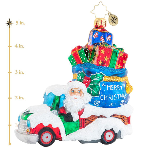 Christopher Radko Fantastically Freezing Gift Delivery Santa Truck Ornament