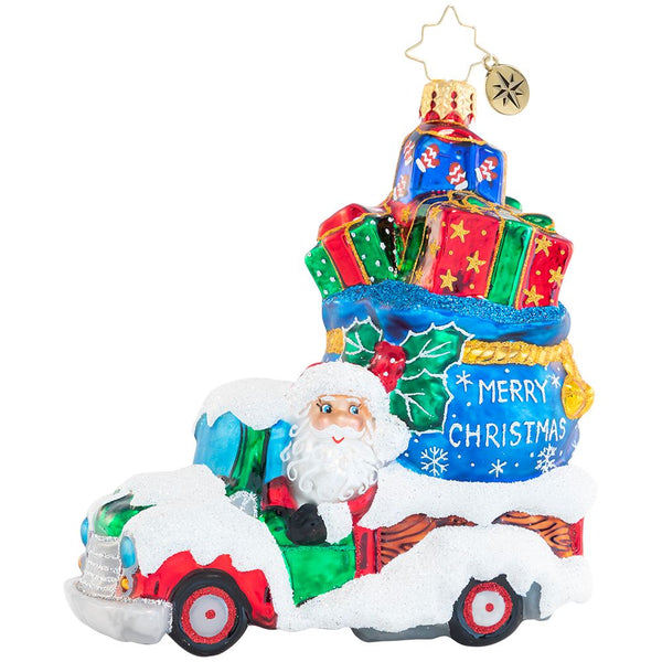 Christopher Radko Fantastically Freezing Gift Delivery Santa Truck Ornament