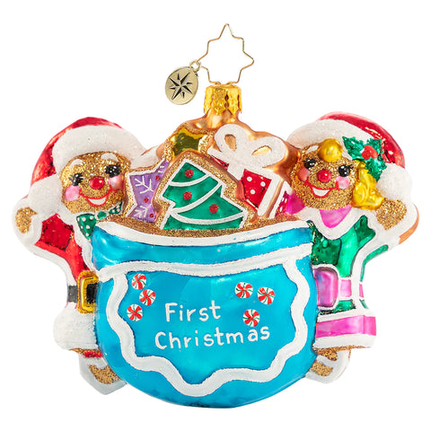 Christopher Radko Merry Messages Gingerbread First Christmas Ornament