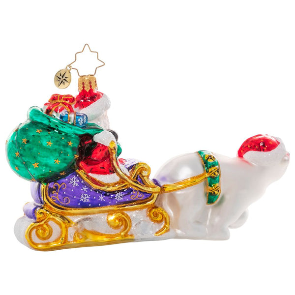 Christopher Radko Polar Bear Powered Santa Sleigh Ornament