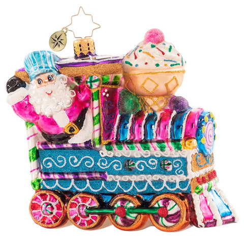 Christopher Radko Santa's Sugary Dream Machine Candy Train Ornament