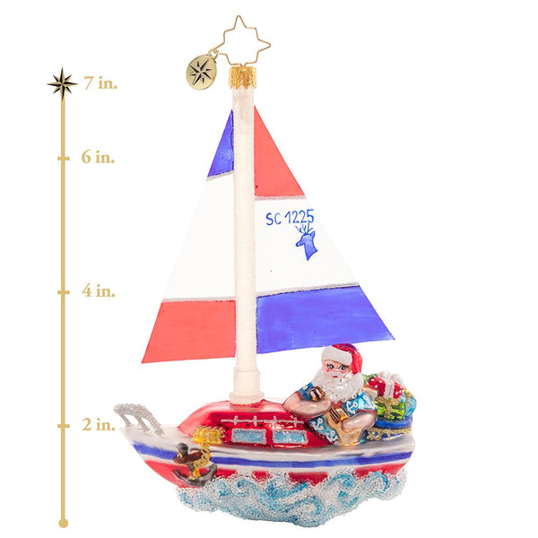 Christopher Radko Sailing South Santa Sail Boat Ornament