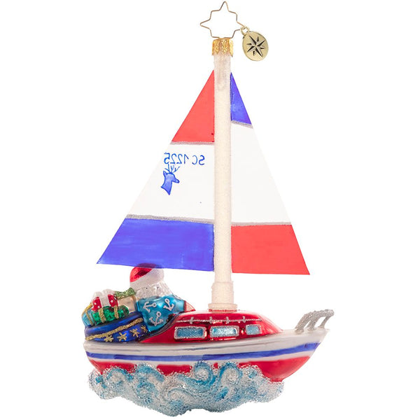 Christopher Radko Sailing South Santa Sail Boat Ornament