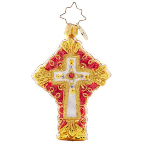 Christopher Radko Golden Grace Cross Little Gem Ornament