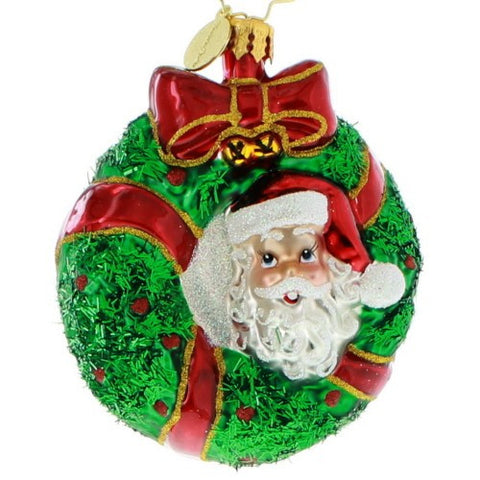 Christopher Radko Peek A Boo Little Gem Santa Wreath ornament