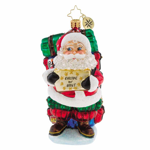 Christopher Radko Europe or Bust! Santa Ornament New