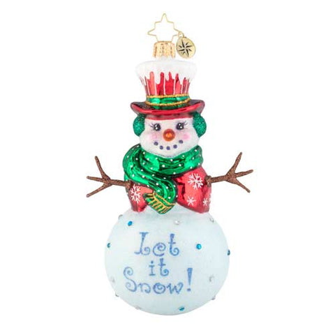 Christopher Radko Snow Day Snowman with Stick Arms Ornament